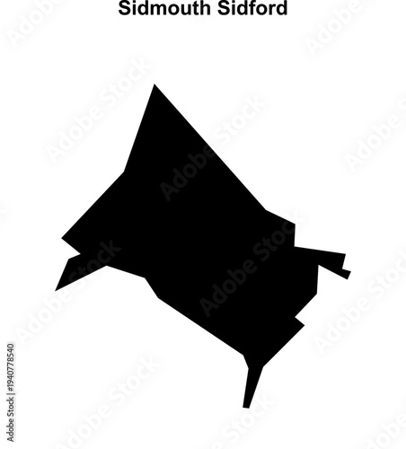 Sidmouth Sidford (England) blank outline map