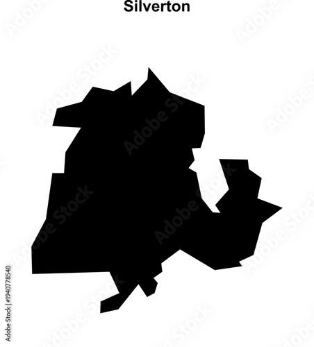 Silverton (England) blank outline map