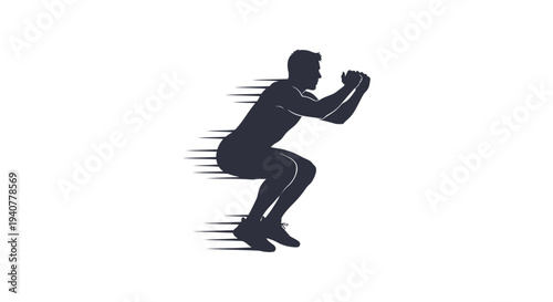 Vector silhouette of a man doing a squat exercise