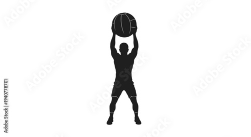 Vector silhouette of man throwing basketball