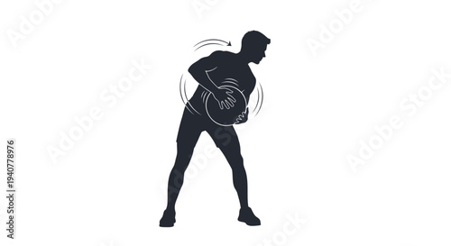 Vector silhouette of a person with back pain