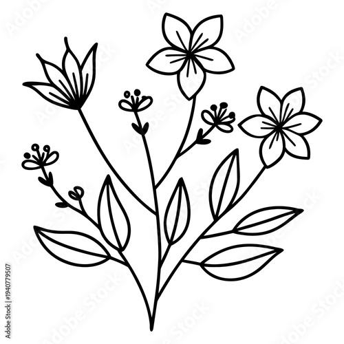 A vintage floral design element featuring a pink blossom and green leaf pattern on a vector illustration background with an elegant summer nature ornament frame for a decorative spring card art