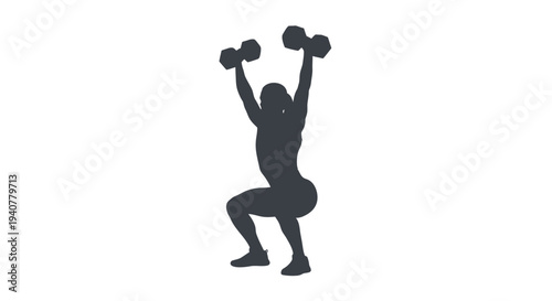 Vector silhouette of a person exercising with dumbbells