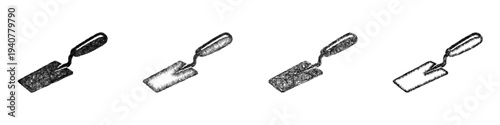 Sketch margin trowel icon design set