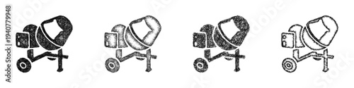 Sketch cement mixer icon design set