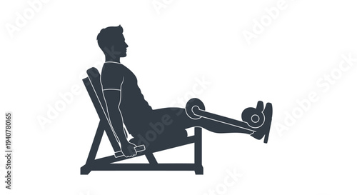 Vector illustration of a man exercising on a leg raise chair