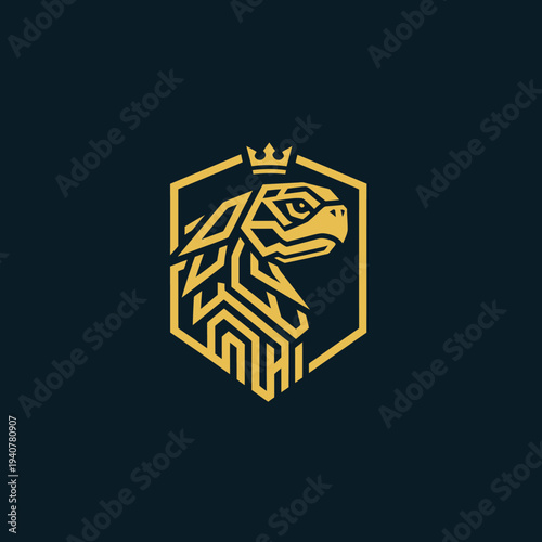 Golden Horse Head Crest Logo Design 1.