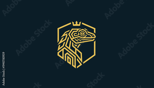 Golden Line Art Bird Head Crest.