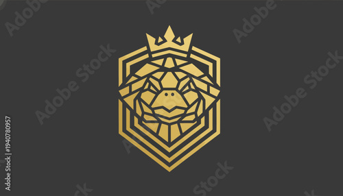 Golden Lion Head Crest Emblem Logo Design.