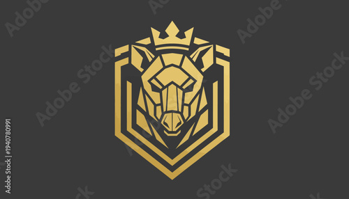 Golden Lion Head Crest Logo Design 8.