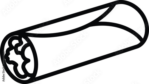 Simple line art drawing of delicious burrito a popular Mexican and Tex-Mex dish