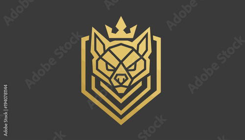 Golden Wolf Head Logo Design Element 1.