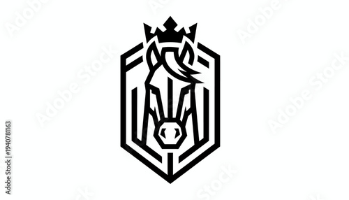 Horse Head Logo Design with Crown.