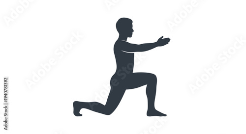 Vector silhouette of a man in a lunge position