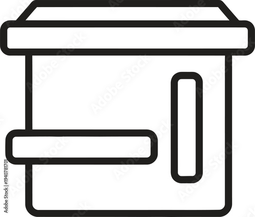 Takeaway food container with handle and lid outline icon on white background
