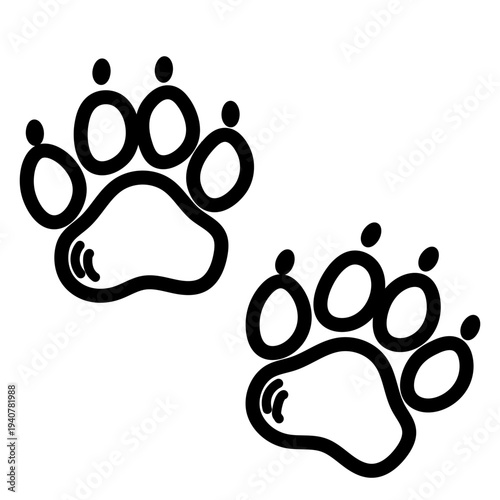 Paw prints on a white background show animal track
