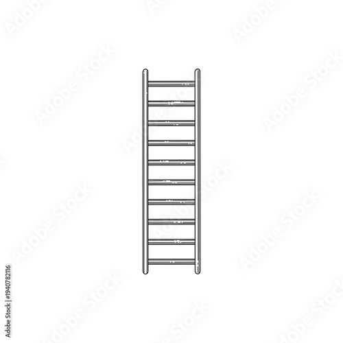 Lightweight hand ladder for performing various household and work tasks. Complex striped graphic, vector illustration.