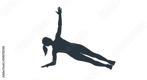 Vector illustration of woman doing yoga or fitness exercise in side plank position