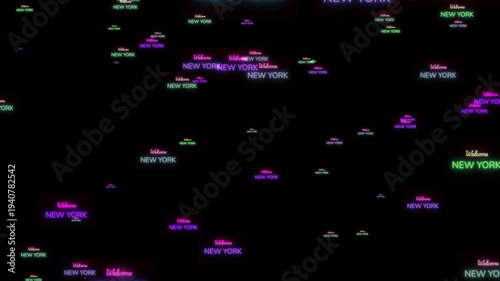 Wallpaper Mural Welcome New York Neon Signs Floating on Black Background  Vibrant Nightlife, Party and Travel Concept Torontodigital.ca