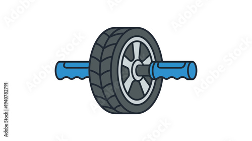 Flat vector icon of an ab roller wheel for core workout, isolated object, modern flat design with outline style
