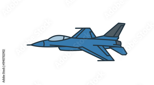 Flat vector icon of a stealth fighter jet aircraft, isolated object, angular stealth aircraft shape