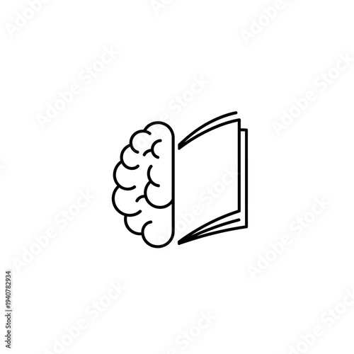 Brain and Book Illustration Simple Design.