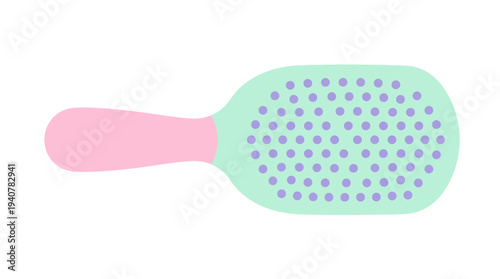 Flat vector icon of a hair brush, isolated object, simple flat design, pastel color scheme