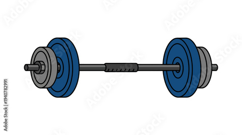 Flat vector icon of a barbell weightlifting equipment, isolated object