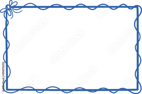 Frame With Ribbon Border Line Art