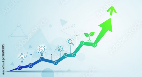 Green arrow graph showing upward trend and growth.