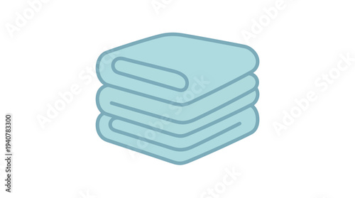 Flat vector icon of a folded bathroom towel, isolated object, simple flat design, pastel color scheme