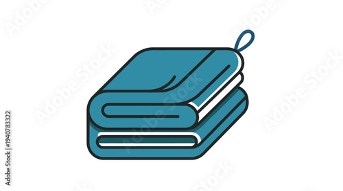 Flat vector icon of a folded gym towel, isolated object, minimal flat design with outline stroke