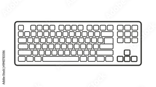 Flat outline vector icon of a gaming keyboard, isolated object, minimal flat design