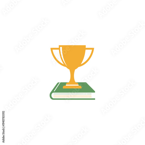 Golden Trophy on Green Book.