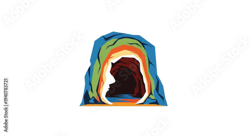 Abstract illustration of a portal depicting a human silhouette