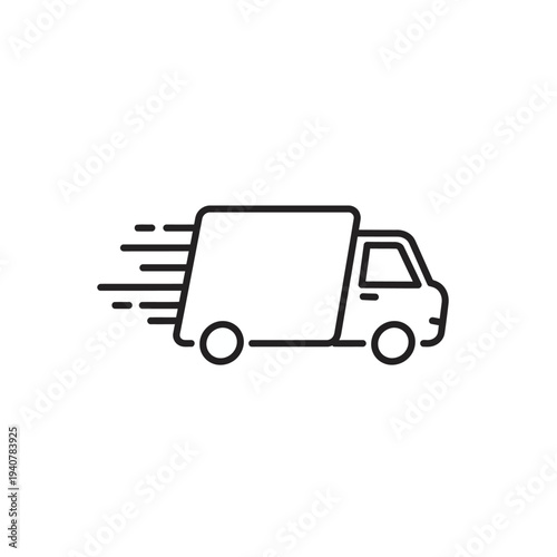 Fast delivery truck icon moving quickly for shipping services.