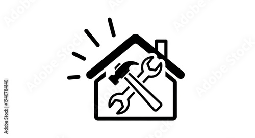 Home repair and renovation icon with tools.