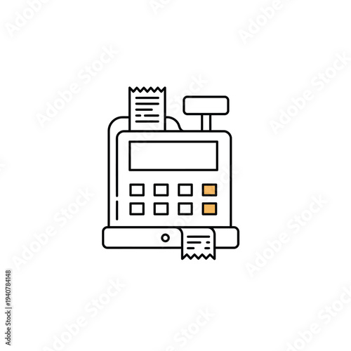 Illustration of a Cash Register with Receipt.