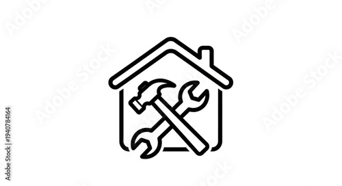 House repair and maintenance icon with tools.