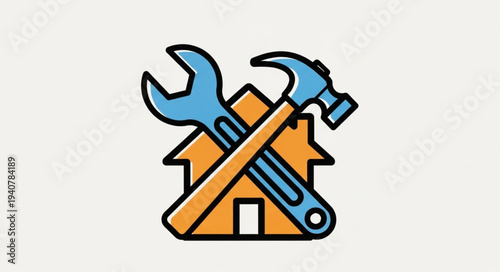 Home repair and renovation tools icon illustration.