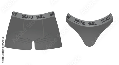 Brand name male and female panties underwear. vector illustration