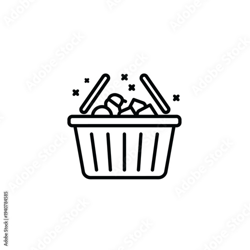 Shopping Basket Filled with Items Ready for Purchase.