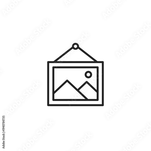 Free Download Simple Line Art Icon of a Framed Landscape Picture. - GFXLoad