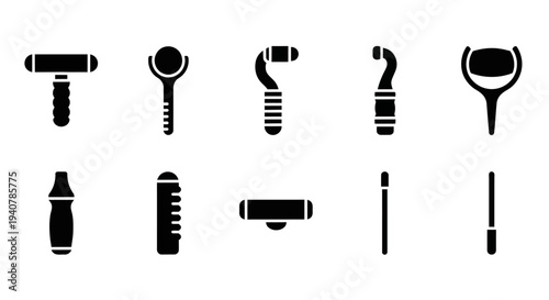 Collection of styling tools arranged neatly for grooming and beauty services from a top view