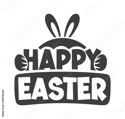 Happy Easter playful decorative typography