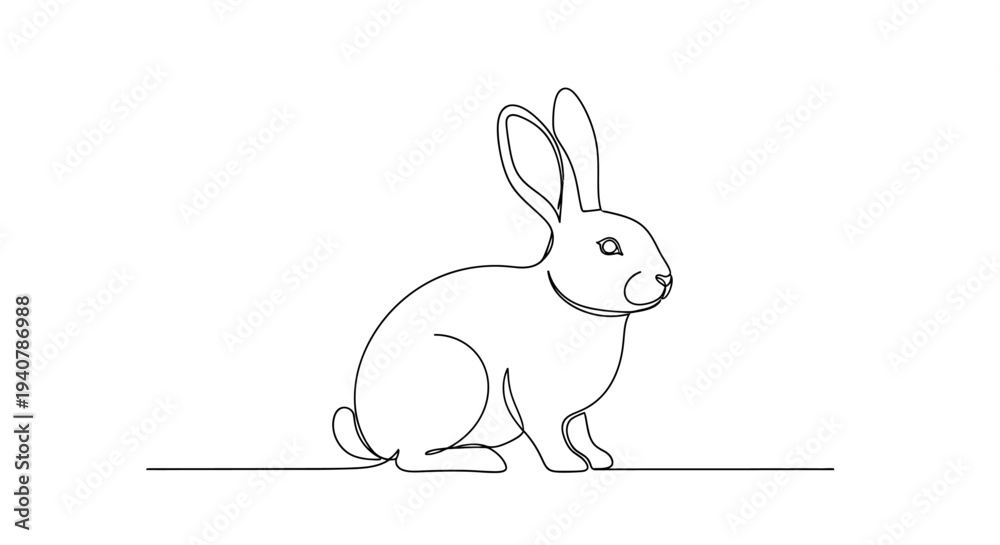 Fototapeta premium Minimalist continuous line drawing of a rabbit.