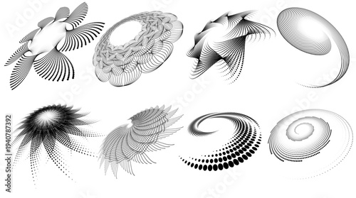 Halftone Spiral Shapes Vector