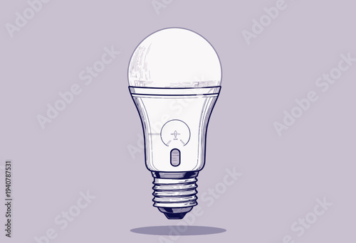 Illustration of a Modern LED Light Bulb Emitting a Soft Glow Highlighting Energy Efficiency and Contemporary Lighting Design