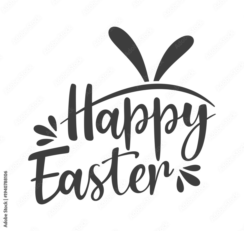 Naklejka premium Handwritten Happy Easter typography lettering