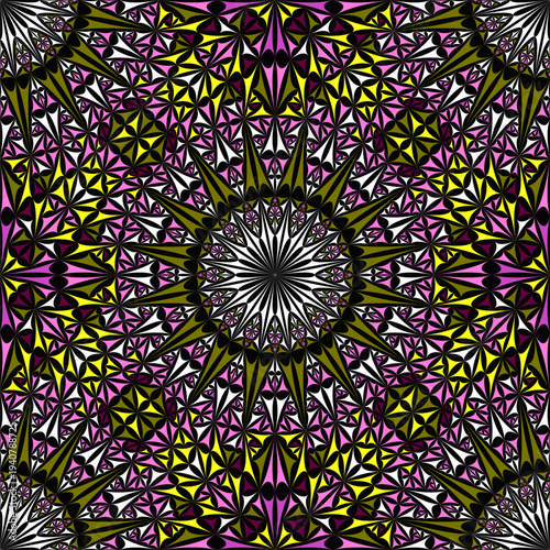 Seamless polygon mandala pattern background - kaleidoscope geometrical colorful abstract vector art